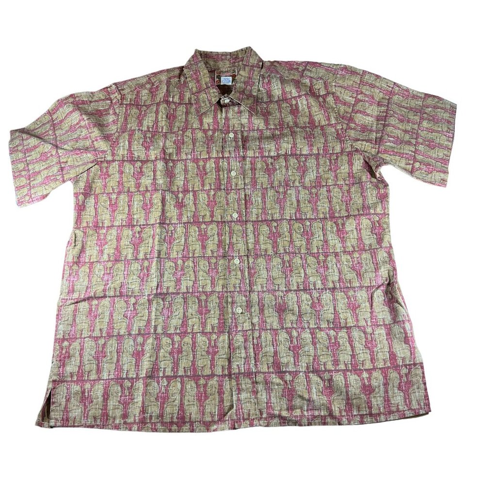 Reyn Spooner COMMEMORATIVE CLASSICS All-Over Print Half-Button Button-Down Aloha Shirt, Men's XL cotton white type Vintage Second Hand main image 1
